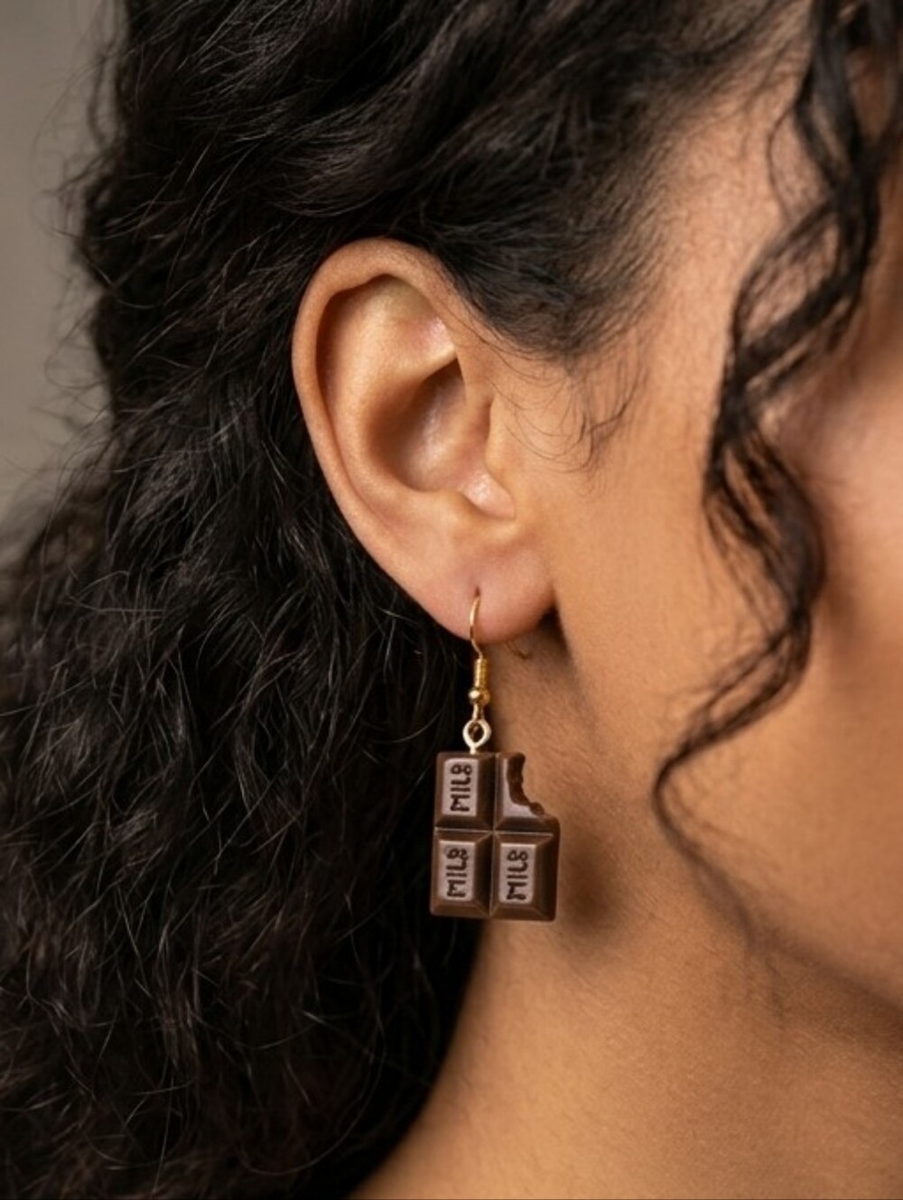 Chocolate Bar Theme Resin Earrings, 1.5-inch
